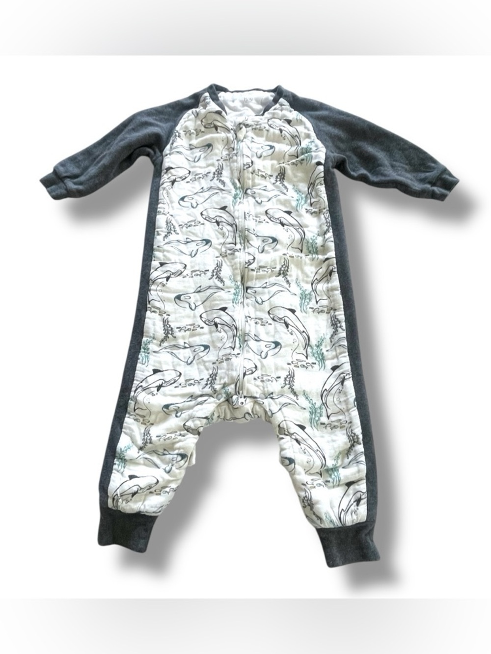 Nest Designs Baby Sleep Suit Whale Print Zip Snap Convertible Foot Pajamas 18M
